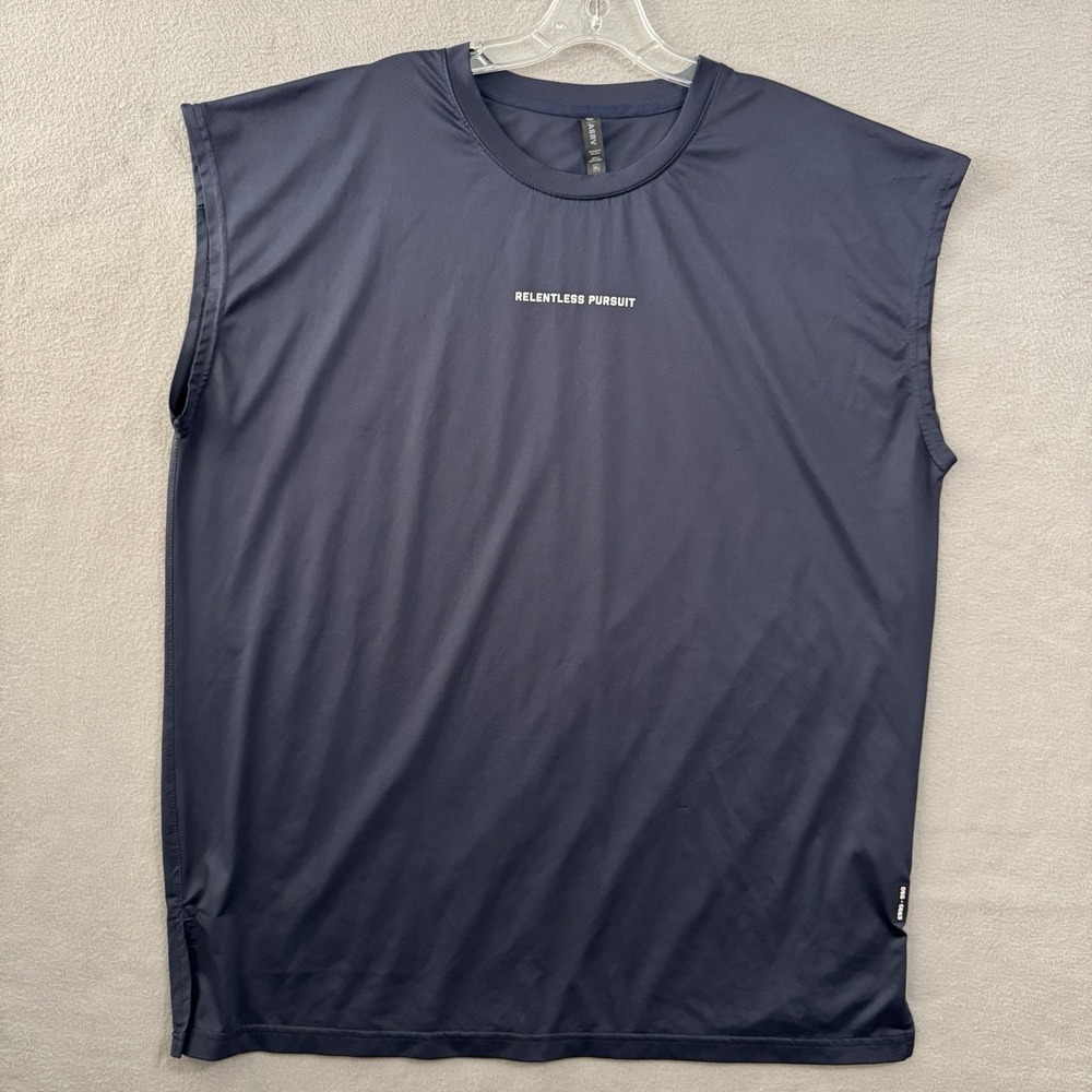 ASRV Shirt Men XL Blue Sleeveless Tank Silver-lite Performance Training DSG-0663